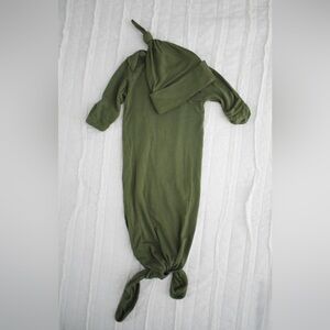 Olive Green Baby Gown with Hat